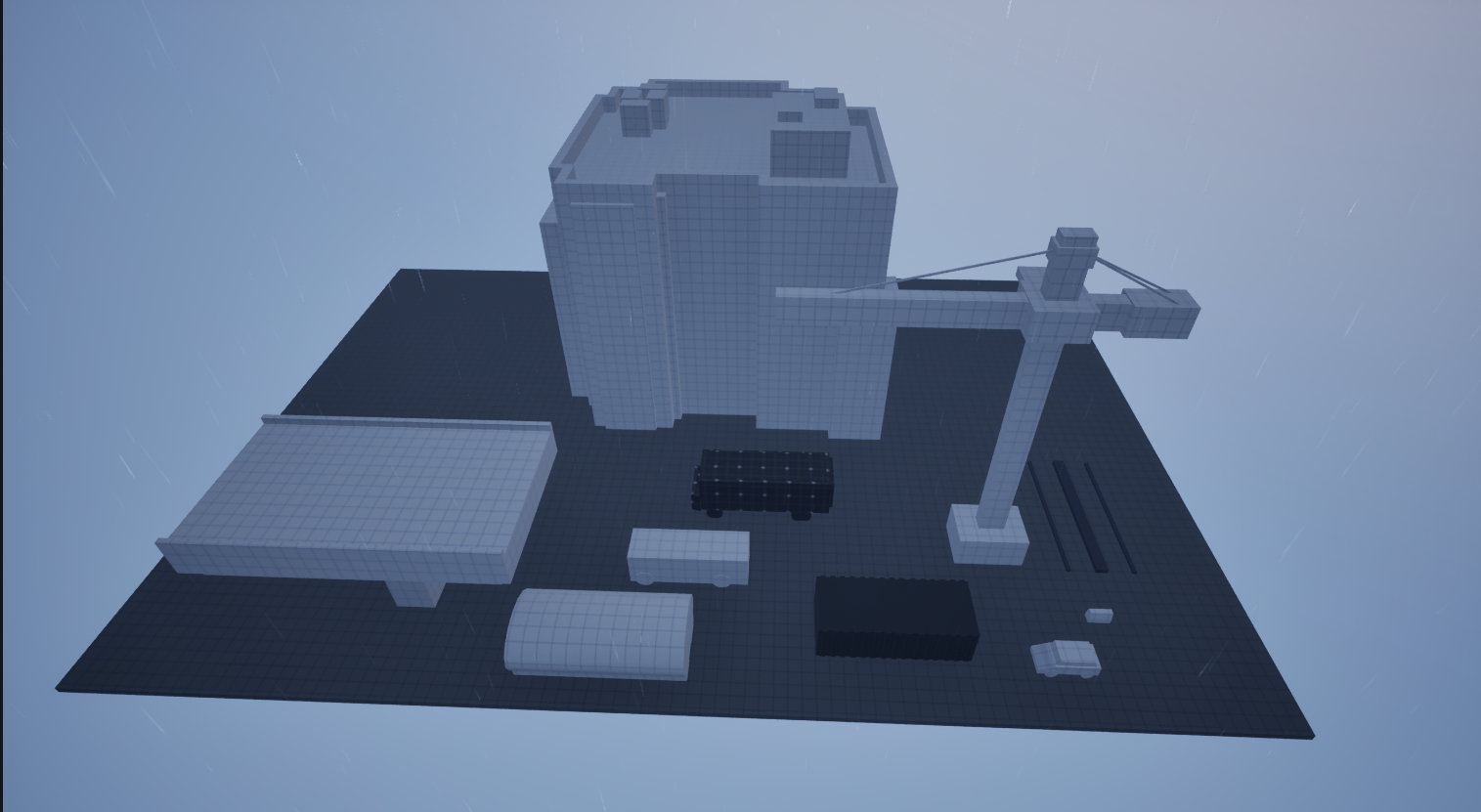 Custom blockout assets created for the level