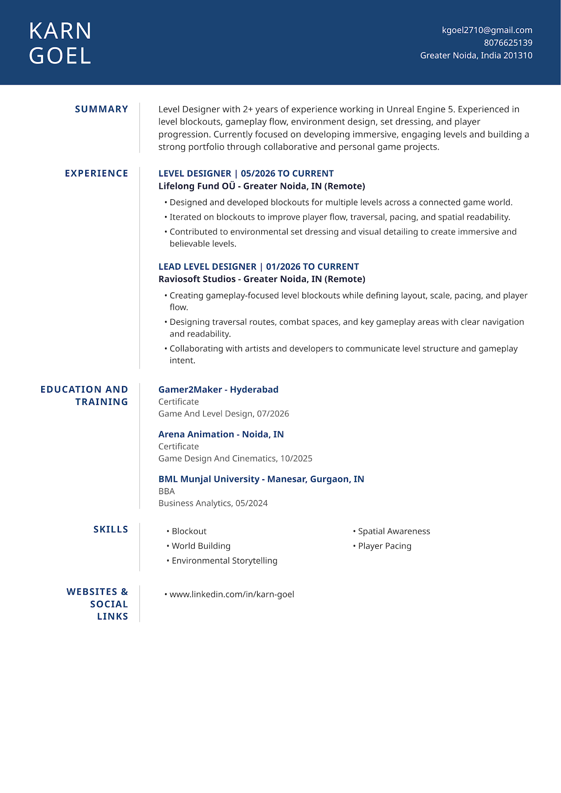 Karn Goel resume preview